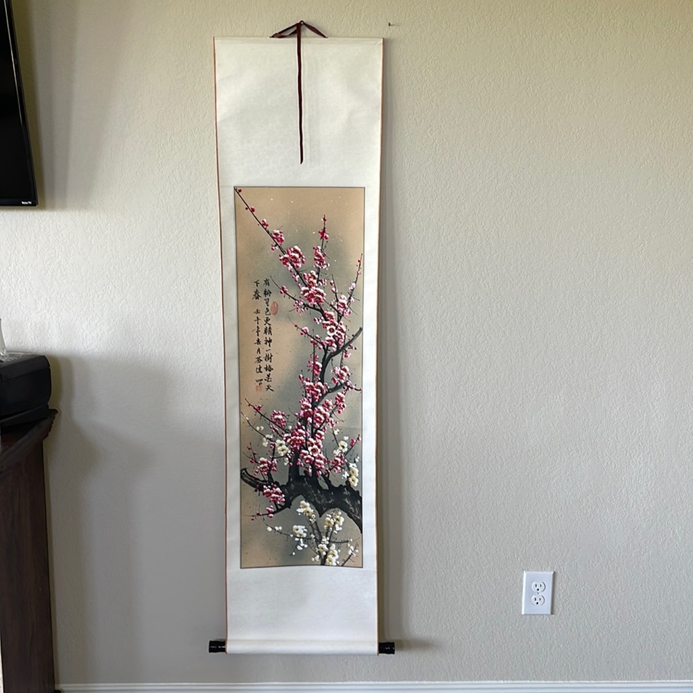 Cherry Blossom Paper Painting Oriental Wall hanging
